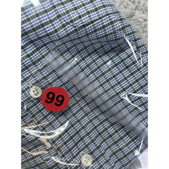 Vintage LL Bean Mens Button Up Shirt Short Slv Blue White Green Plaid USA‎ 15 - Picture 6 of 6